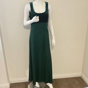 Vintage Scott McClintock Green Velvet & Silk Sleeveless Evening Gown Maxi Dress